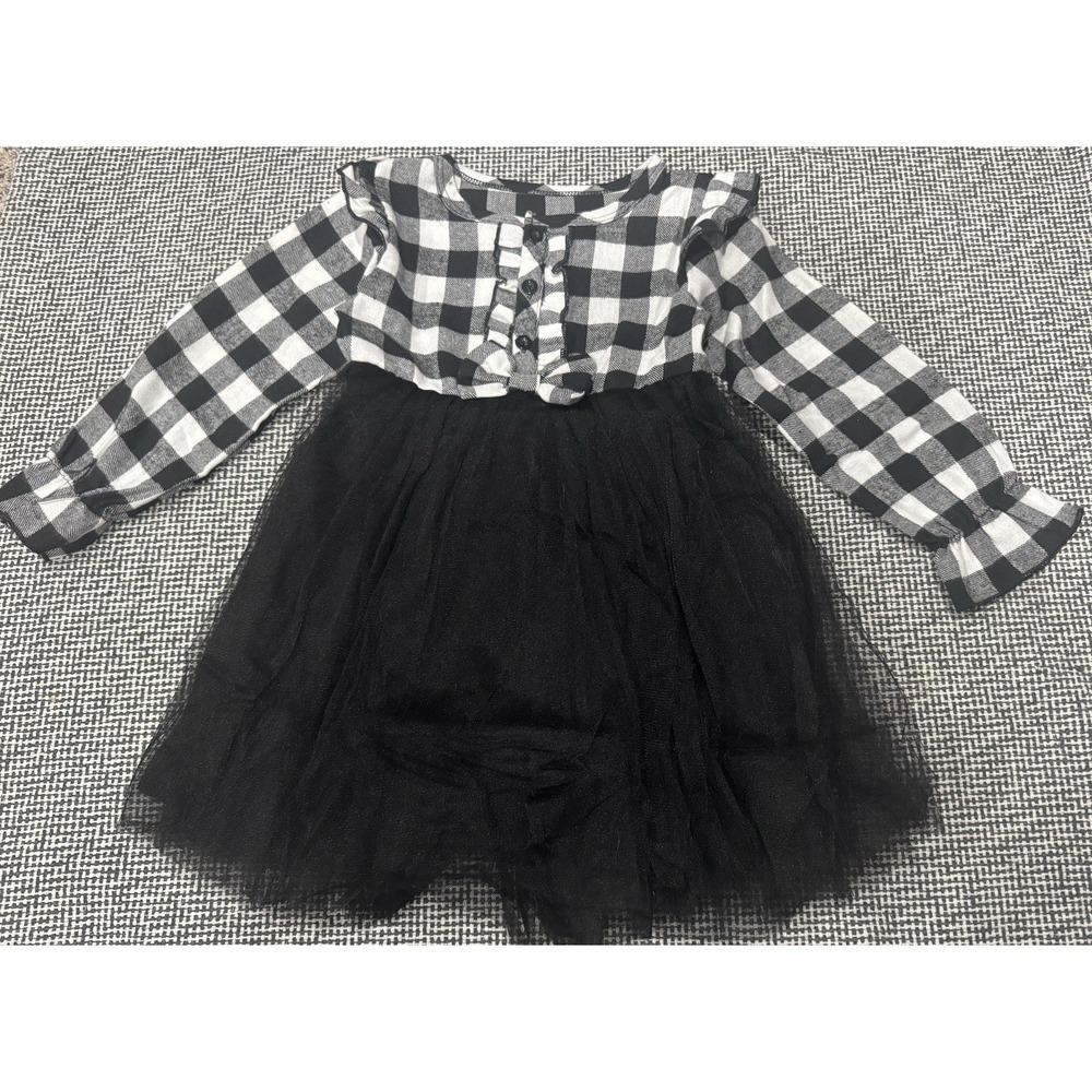 NEW Girls Winter Holiday Black And White Dress - Size 4T-5T